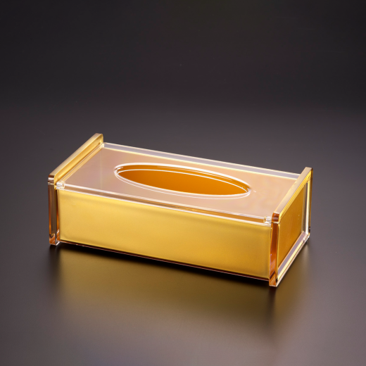 Vague Acrylic Tissue Box, 27 Cm, Gold Color