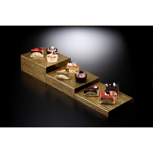 Vague Acrylic Dessert Display Set with 3 Steps, Gold Color