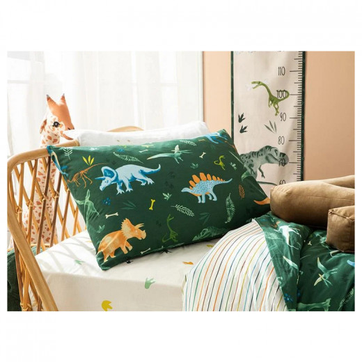English Home Dinosaurs World Cotton Kids Duvet Cover Set, Green,160x220 Cm