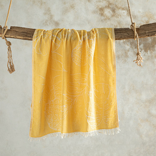 English Home Cotton Beach Towel - Torba Peshtemal - Yellow - 90*150 cm