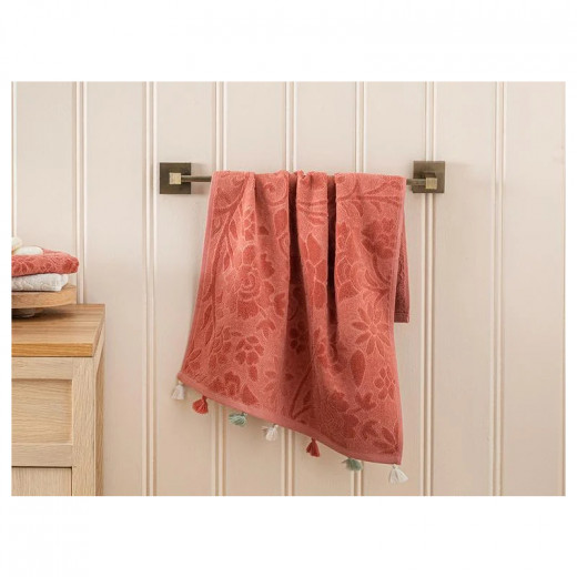 English Home Elite Cotton Velvet Jacquard Face Towel, Rose, 50x70 Cm