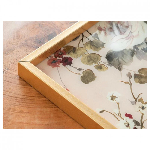 English Home Majestic Rose Glass Decorative Tray, Gold, 31x46 Cm