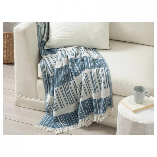 English Home Delmor Cotton Sofa Throw, Navy Blue, 130x170 Cm