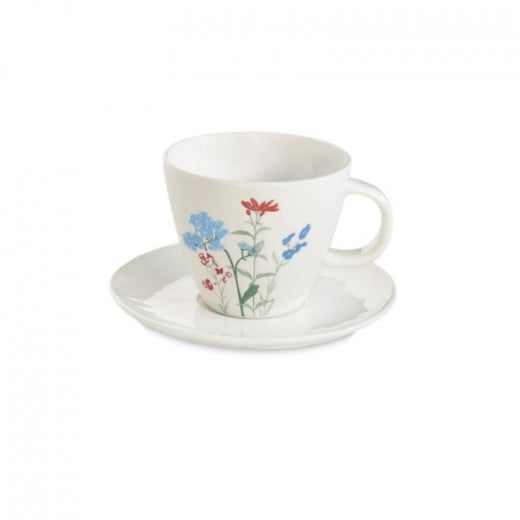 Easy Life Mille Fleurs Cup & Saucer Set in Box - Blue & Red 250ml