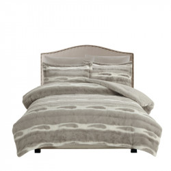 Nova Home Wolf Winter Jacquard Printed Fur Comforter Set - Single/Twin - Grey 4Pcs