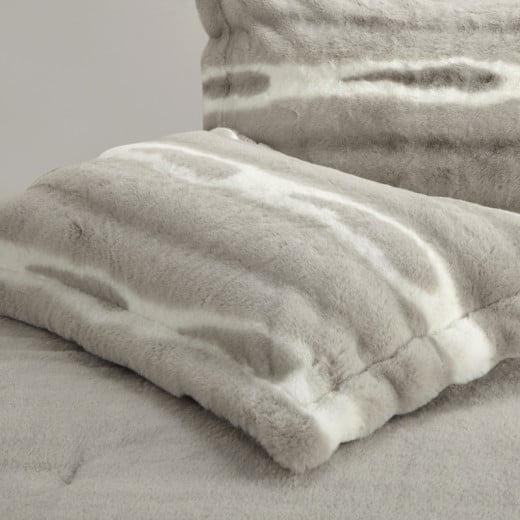 Nova Home Wolf Winter Jacquard Printed Fur Comforter Set - King/Super King - Grey 6Pcs