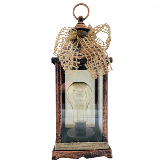 فانوس ليد مزخرف، مع حبل إضاءة داخل المصباح، تصميم ذهبي + لون برونزي
