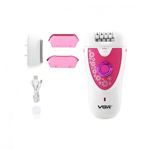 VGR  Rechargeable Wet & Dry Women Epilator Pink 2 In 1