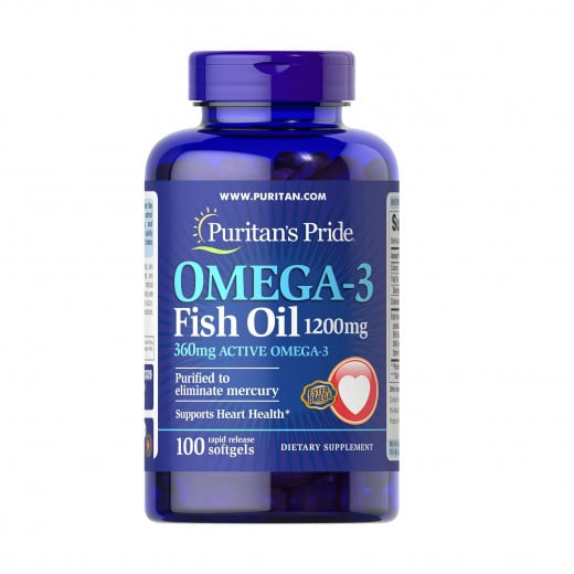 Puritan's Pride Omega-3 Fish Oil, 1200 Mg,100 Capsules