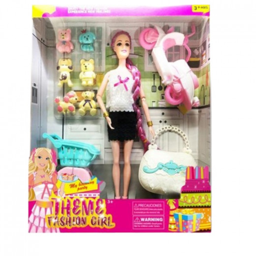 Barbie  High End Theme 9-joint Body Long Hair Travel With Motorcycle.