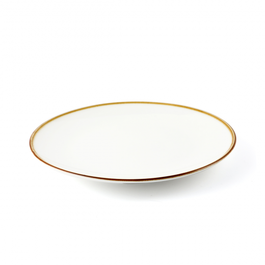 Porceletta Ivory Mocha Porcelain Rimmed Thin Flat Plate 17 cm / 6.5