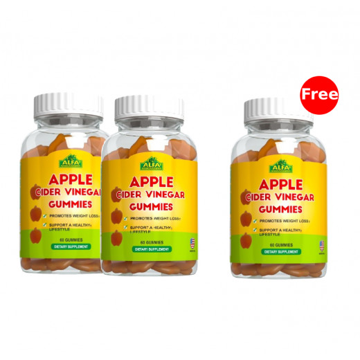 Alfa Vitamins Apple Cider Vinegar Gummies, 2 Packs + 1 Pack for Free