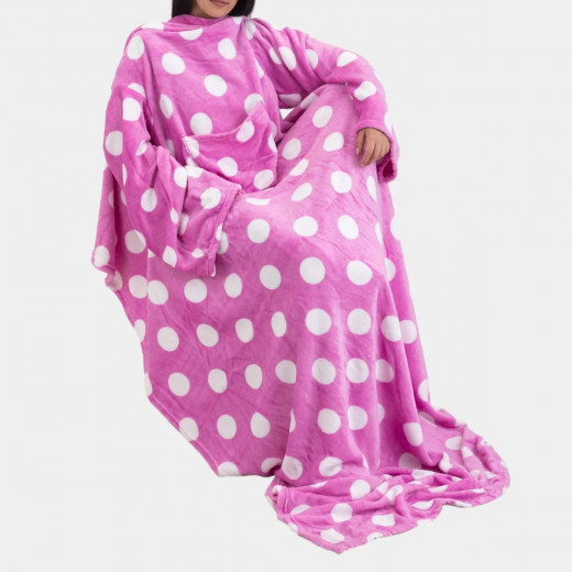Kanguru deluxe pop fleece blanket with sleeves pop dot