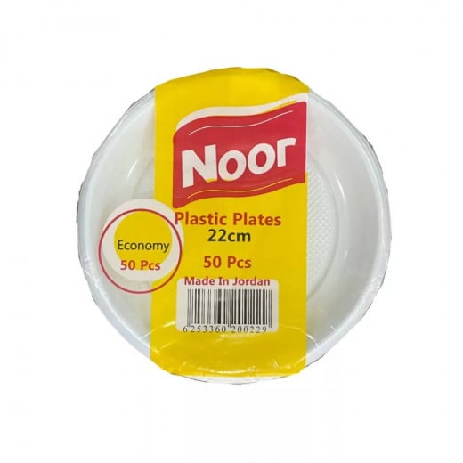 Noor Plastic Plates Economy 22 Cm, 50 Pieces