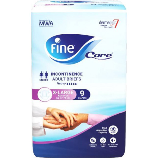 Fine care incontinence unisex adult briefs diapers waist (up to 178 cm) x- large-pack of 9 diapers