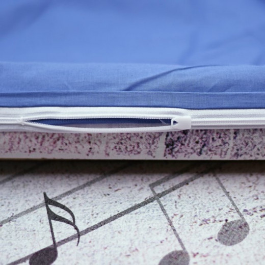 طقم غطاء لحاف شكل جيتار، قطن 100٪، 3 قطع أبيض وأزرق مزدوج من نوفا هوم