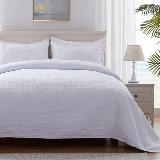 Nova Home "Clip" Jacquard Bedspread Set, White Color, Size King, 3 Pieses