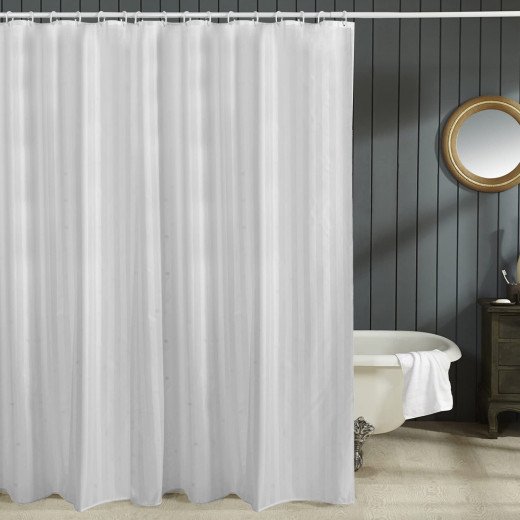 Weva Shower Curtain Water Proof Fade Out, White Color, Ramada Design, 180*200