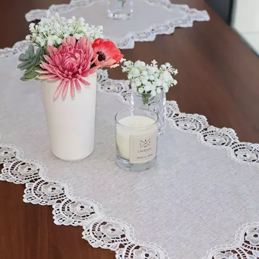 Nova Home  "Berna" Lace Coffee Table Tablecloth Set, Beige Color, 4 Pieces