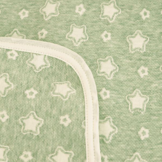 Nova Home Stars Design Cotton Blanket, Green Color, Size Double