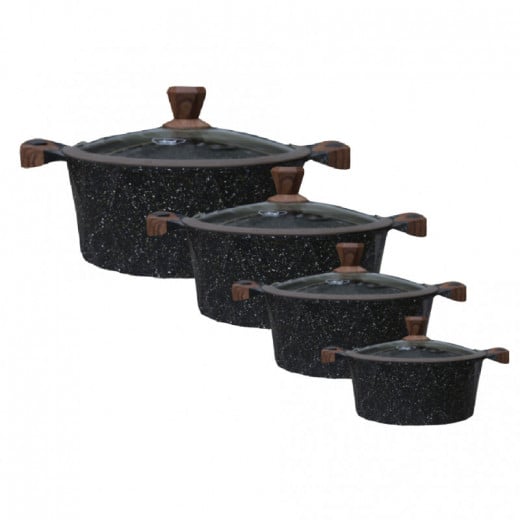 Al Saif Cookware Set, Black Color, 4 Pieces
