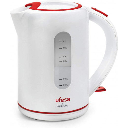UFESA Electric Kettle, 1.7 L, 2000 W, White/Red