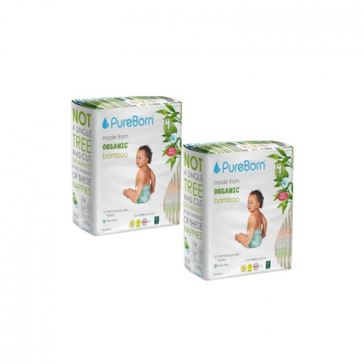 Pure Born Organic Nappies Double Pack, Daisy's Design, Size 4, 7-12 Kg, 48 Pieces, 2 Packs