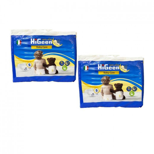 HiGeen Baby Care Diapers, Size 5, 40 Pieces, 2 Packs