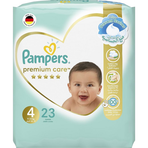 Pampers Premium Care Diapers, Size 4, 9-14 Kg, 23 Diapers