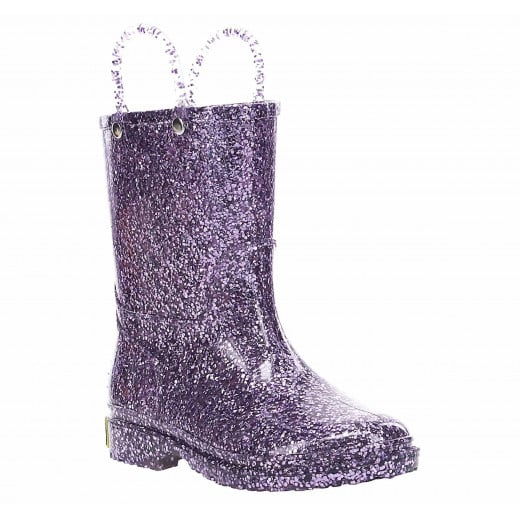 Western Chief Kids Glitter Rain Boots, Purple Color, Size 25