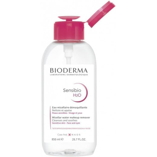 Bioderma H2O Micellar Water & Make-up Removal with Pump for Sensibio, 850 Ml, 2 Packs