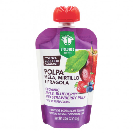 Probios Organic Apple Blueberry & Strawberry Pulp, 100 Gram, 6 Packs