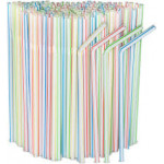 Flexible Plastic Drinking Disposables Straws, 100 Pieces
