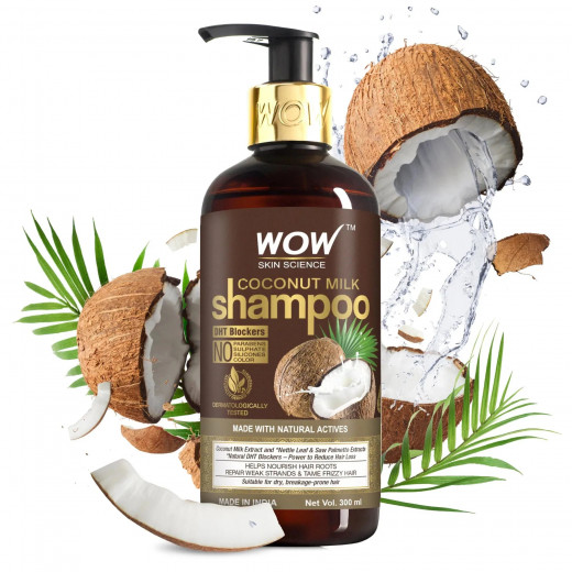 Wow Skin Science Coconut Milk Shampoo, 300ml, 2 Packs