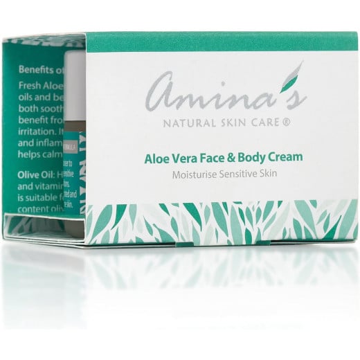 Amina's Natural Aloe Vera Face & Body Moisturizing Cream, 50 ml, 2 Packs