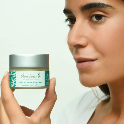 Amina's Natural Aloe Vera Face & Body Moisturizing Cream, 120 ml, 2 Packs