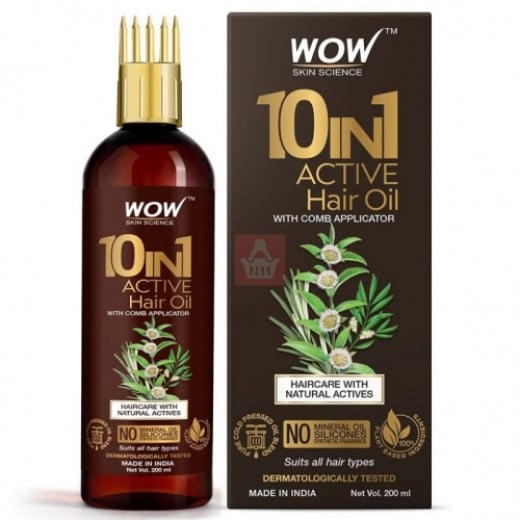 Wow Skin Science 10 in 1 Active Hair Oil With Comb, 200ml, 2 Packs