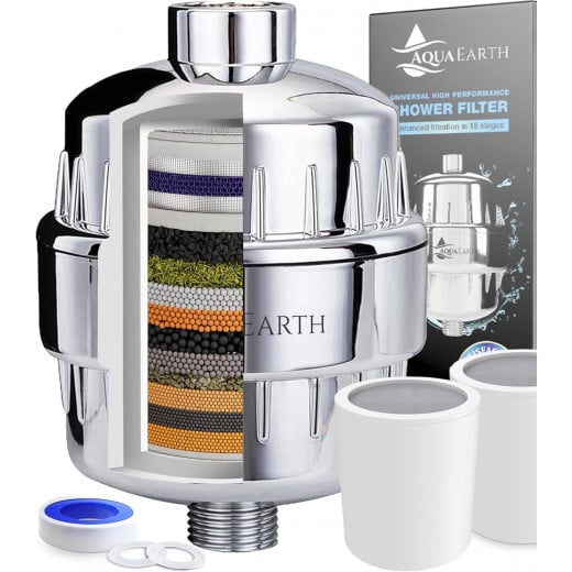Aqua Earth Hard water shower head filter to remove chlorine and fluoride and water softener