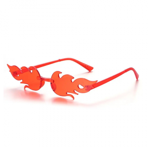 K Costumes | Fire Flame Sunglasses Rimless Flame Shaped - Red