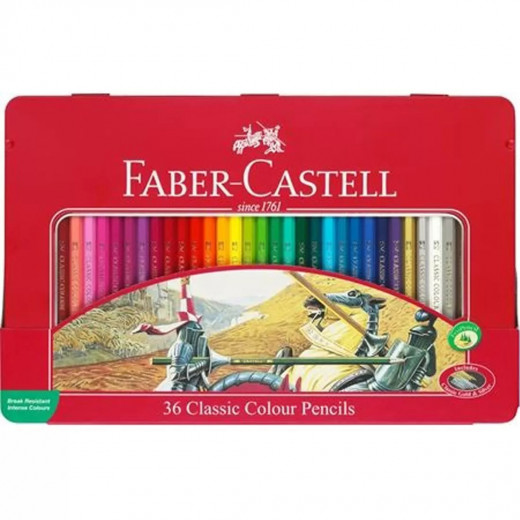 فابر كاستل - أقلام رصاص كلاسيكية ملونة في علبة معدنية - 36 لون