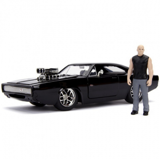 JADA | Fast & Furious 1970 Dodge Charger Street, Diecast Model 1:24 with Domenichito statue