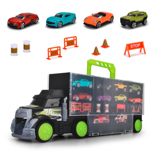 Dickie | Transporter with 4 Die-cast Cars and Accessories
