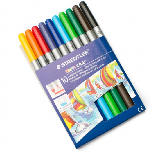 Staedtler Noris Club Double-Ended Fibre Tip Pens - Assorted Colours (Pack of 10)