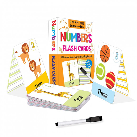 Dreamland | Flash Cards Numbers | 30 Double Sided Wipe Clean Flash Cards for Kids
