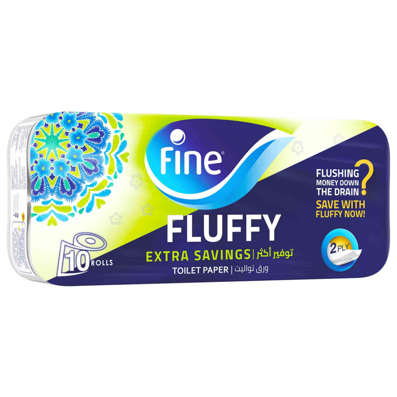 Fine Fluffy Toilet Rolls, 200 Sheets, Pack of 10 | Kitchen | Cleaning Supplies | Tissues & Toilet Papers