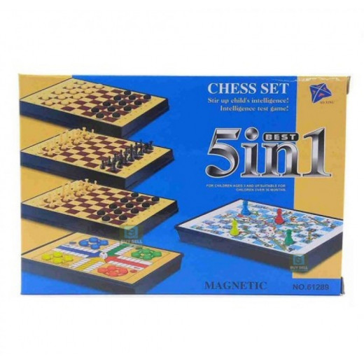 Magnetic Multipurpose Chess Set- Play 5 Games on One Board