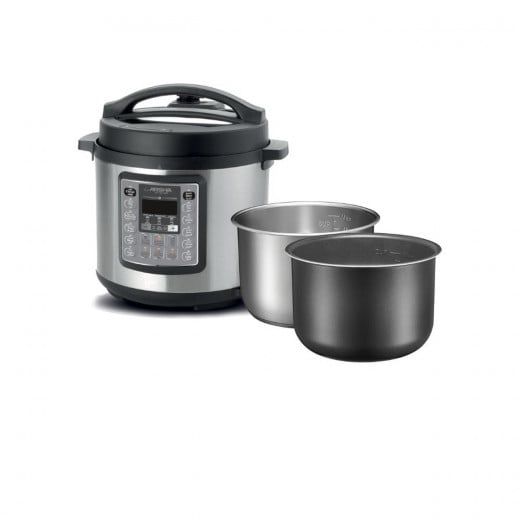 Arshia 6Litre Double Pot Pressure Express MultiCooker 1000W , interior non-stick , Indicator beep at end of the cooking