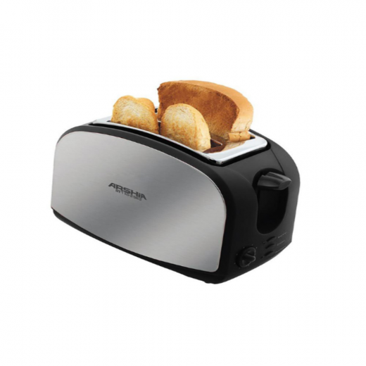 Arshia Bread Toaster Black 2 Slice, Baguette Control, 900 Watt , Overheat Protection , Stainless Steel , 5 Heating levels, Deforst function, Reheat functoiiiuuiu