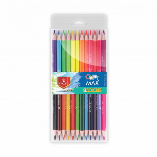 أقلام ملونة  مزدوجة 12 قلم, جهة الوان نيون و جهة الوان طبيعية من فيرتكس
