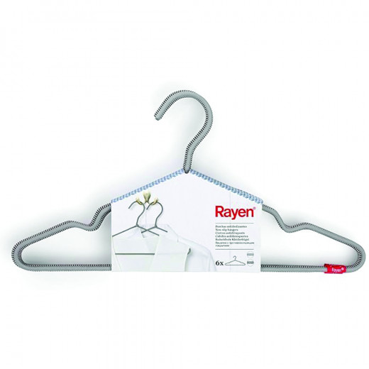 Rayen 15.9 x 7.6 Clothes Anti-Slips | Pack of 6 Units | Nylon Hangers, Grey